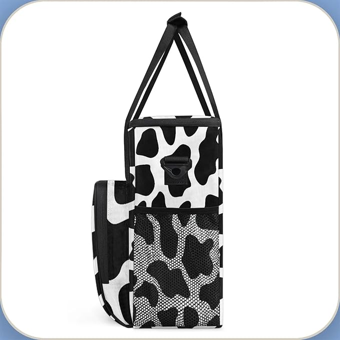 Cow Print Western Coffee Maker Carring Bag Large Insulated Storage Organizer Case Tote Bags with Shoulder Strap for Travel Work Picnic
