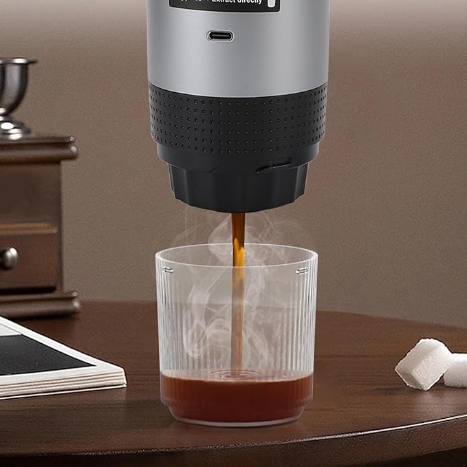 LiebeWH Portable Electric Coffee Maker Stainless Steel Coffee Machine with 120ml Capacity Ideal for Camping and Travel
