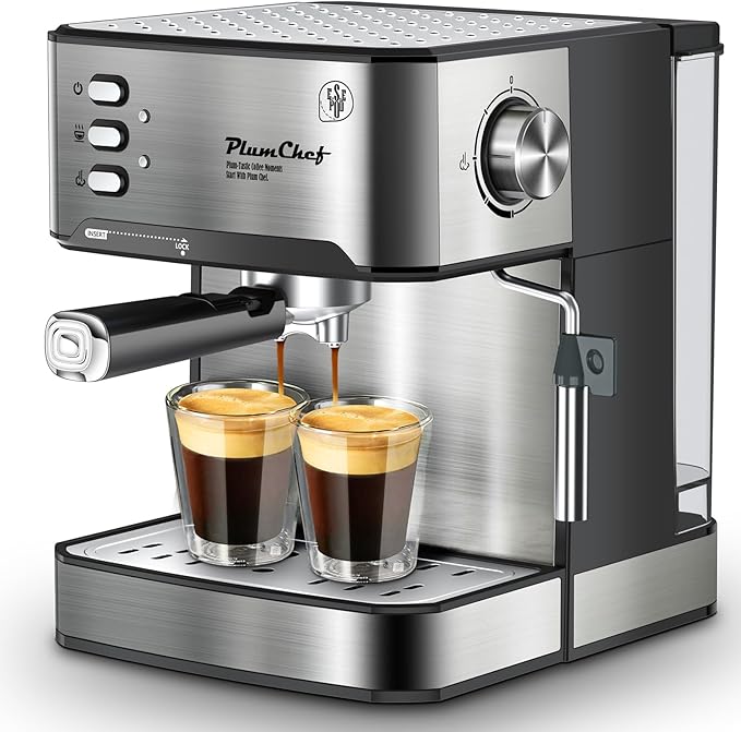 20 Bar Professional Espresso Machine with Milk Frother Dual Shot ESE Pod Compatible 54 OZ Removable Water Tank for Home BaristaSilver