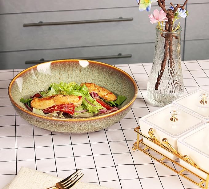 Large Pasta Bowls 56 Oz soup bowl soup plate Set of 2 Serving Salad Dinner deep Plate/Wide Bowl Microwave Oven Dishwasher Safe Kitchen Dinnerware Modern Porcelain Dishes 10 inch