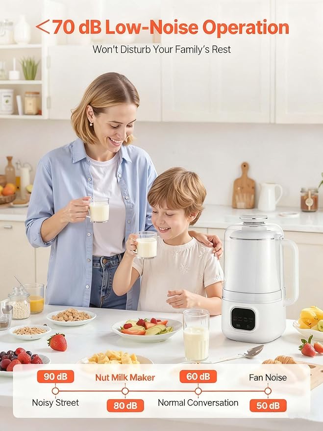 8-in-1 Nut Milk Maker 34oz Soy Milk Machine - Oat Almond Rice Milk Smoothie Juice Boil Water Self-Clean 12-Hour Delay Quiet Operation