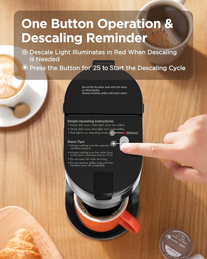 SIFENE Mini Single Serve Drip Coffee Maker – 2-in-1 Portable Machine for K-Pods &amp Grounds. Fast Brew Easy Clean Auto Shut-Off Water Window Descaling Reminder. BLACK