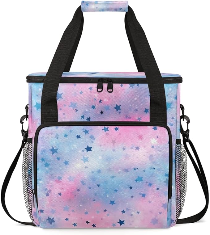 Glitter Coffee Maker Carrying Bag Blue Star Portable Travel Storage Tote Bag Compatible with K-Mini or K-Mini Plus Single Serve Coffee Brewer Carrying Case with Multiple Pockets &amp Shoulder Strap