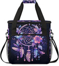 Dream Catcher Coffee Maker Carrying Bag Purple Flowers Travel Storage Bag Compatible with K-Mini or K-Mini Plus Single Serve Coffee Brewer Carrying Case with Multiple Pockets &amp Shoulder Strap