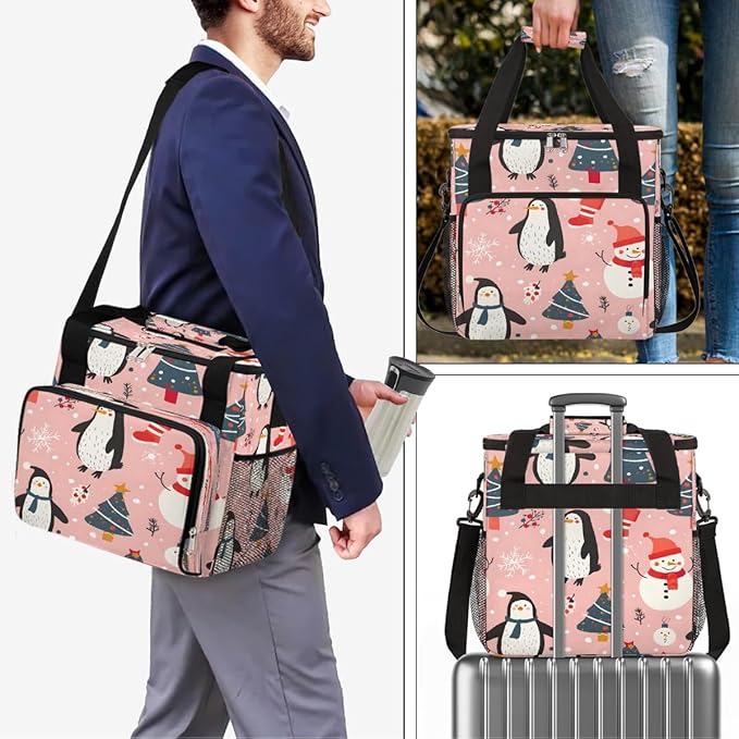 Christmas (583) Coffee Maker Carring Bag Travel Carrying Storage Tote Bag Compatible with Keurig K-Mini or K-Mini Plus Portable Single Serve Coffee Brewer Case with Pockets for K-cup Pods