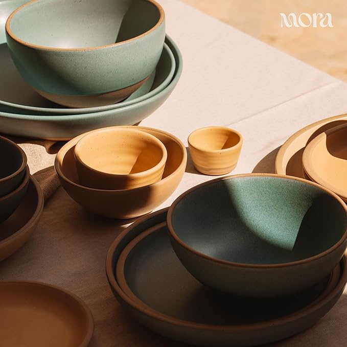 MORA Small Bowls Set of 4 16oz Ceramic Pottery Dessert Bowls - Microwave Oven and Dishwasher Safe - Merrigold