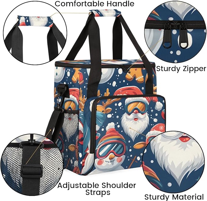 Xmas Santa Claus Coffee Maker Carrying Bag Portable Travel Storage Tote Bag Compatible with K-Mini or K-Mini Plus Single Serve Coffee Brewer Carrying Case with Multiple Pockets &amp Shoulder Strap