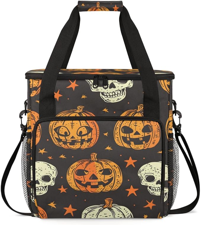 Retro Pumpkin Coffee Maker Carrying Bag Cartoon Pumpkin Travel Storage Bag Compatible with K-Mini or K-Mini Plus Single Serve Coffee Brewer Carrying Case with Multiple Pockets &amp Shoulder Strap
