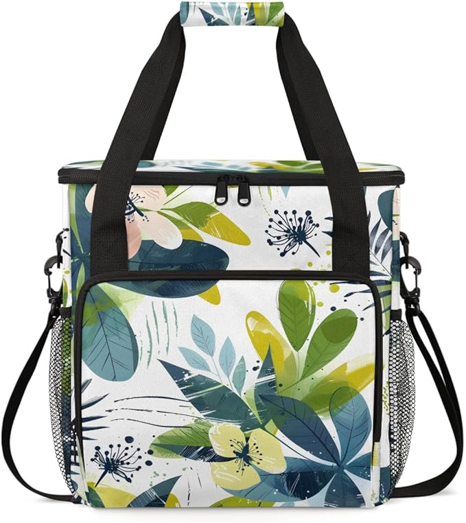 Lush Flowers Coffee Maker Carrying Bag Portable Travel Storage Tote Bag Compatible with K-Mini or K-Mini Plus Single Serve Coffee Brewer Carrying Case with Multiple Pockets &amp Shoulder Strap