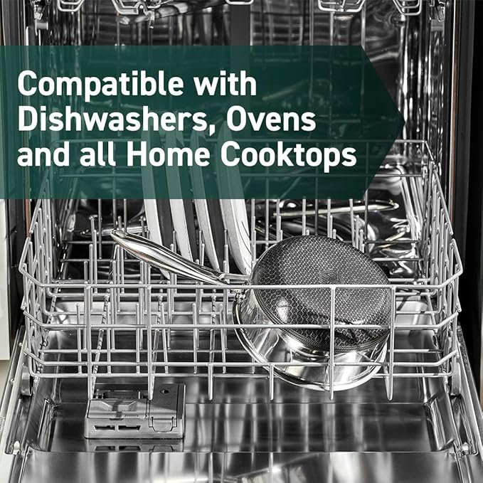 HexClad Hybrid Nonstick 10-Piece Cookware Set 12 Wok 12 Griddle 2 3 and 8Qt Pots with Lids and 2 Silicone Trivets Stay-Cool Handles Dishwasher and Oven-Safe Induction Ready