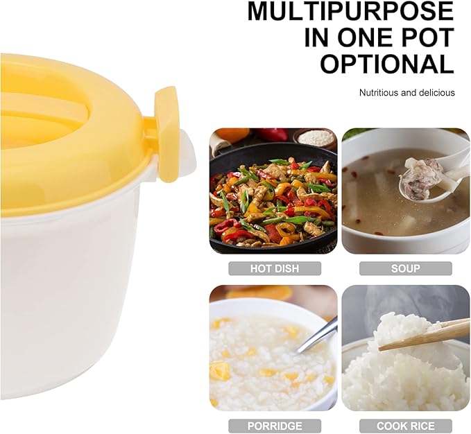 Hemoton 2pcs Microwave Food Container Rice Cooker Food Container: 1L Pasta Cooker Maker Oven Rice Cooker Microwave Cookware for Rice Chicken Pasta Rice Cooking Pot