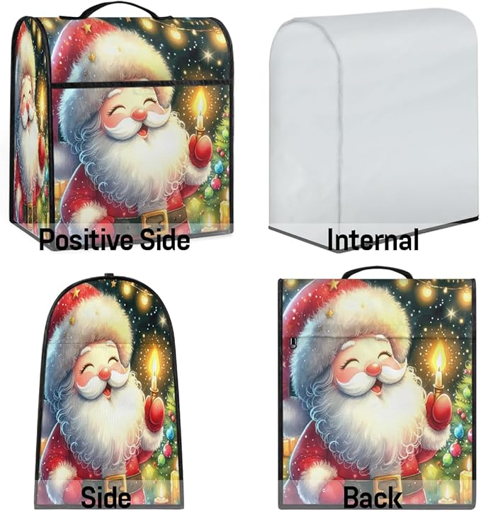 cfpolar Kitchen Aid Mixer Cover Compatible with 6-8 Quarts Xmas Cute Santa Claus Stand Mixer Cover Kitchen Aid Mixers Accessories Appliance Organizer Bag Dust Covers with Zipper Pocket