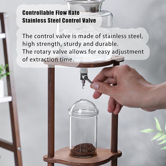Maker Vertical Glass Container Cold Brew Drip Tower Iced Coffee Ice Drip Cold Brew Coffee Maker Slow Drip Ice Chilling Tower Large Capacity Cold Brew Coffee Maker for Commercial Office(Size:A)