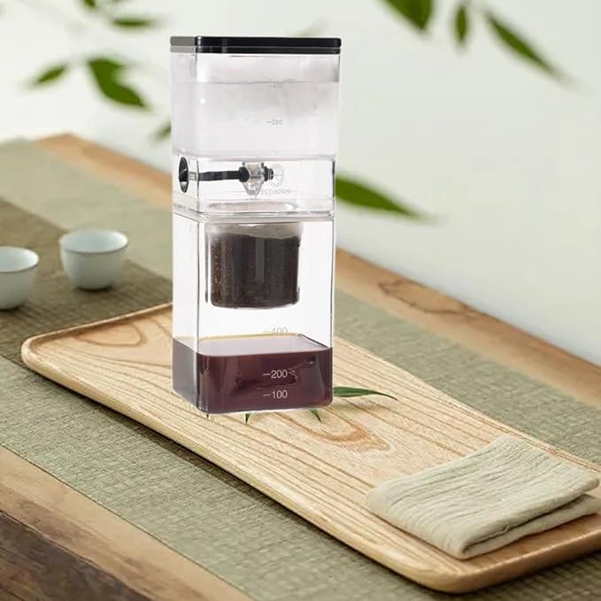 Ice Drip Coffee MakerCold Brew Maker Iced Coffee PitcherSturdyCoffee Pot Cold DripIced Coffee Brewer for CampingHomeBar White(White)