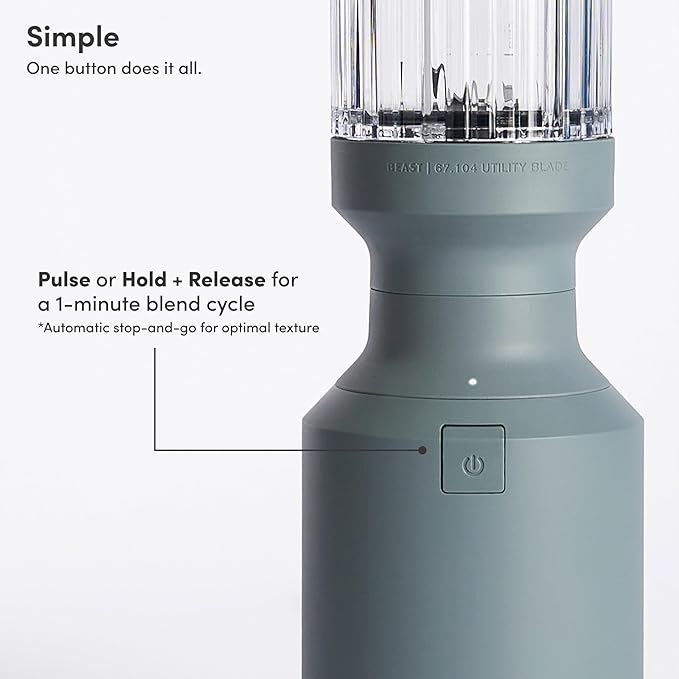 Beast Mighty 850 Plus | Premium Compact Personal Blender | Smoothies Shakes Dressings Sauces | Blends Ice and Frozen Fruit | New XL Vessel | Extra Vessels Lids and Straws | 850W (Mist)