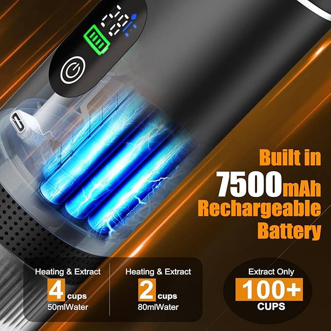 Portable Battery Espresso Coffee Maker for Travel 20 bar Mini Car Espresso Machines 3-in-1 Self-Heating Electric Espresso Maker USB-C Ground Coffee &amp Capsule Pod(Ns&ampDG) RV Hiking Office
