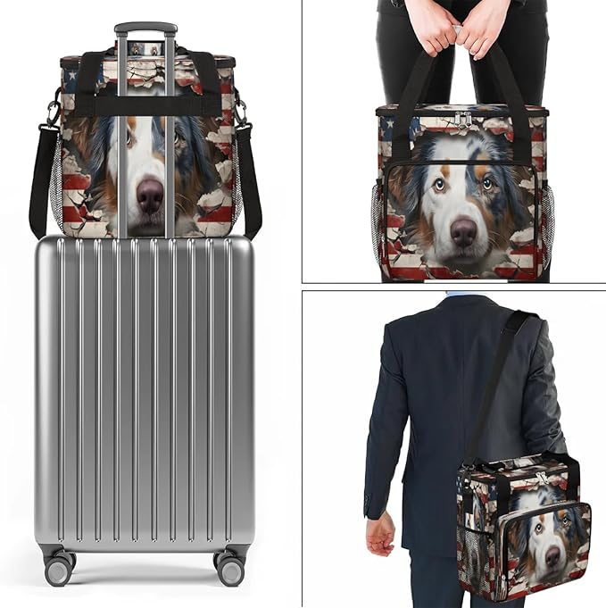 Patriotic Dog Coffee Maker Travel Bag for K-Mini or K-Mini Plus Single Serve Coffee Brewer Portable Storage Tote Case for Tarvel