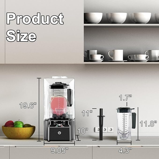 Commercial Blender for Smoothies 2.5HP Motor Stainless Steel Blade 80oz Pitcher for Shakes Smoothies Ice Crushing Frozen Drinks 15 Speeds Self-Cleaning Grey