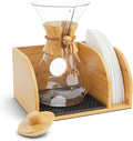 HEXNUB Caddy and Lid for Pour Over Coffee Maker Bamboo Stand fits Chemex Bodum Cosori Coffee Carafes Heatproof Mat Filter Holder - Black Mat