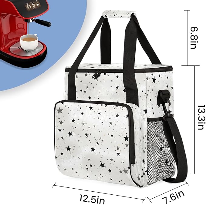 Star Coffee Maker Carrying Bag White Grey Portable Travel Storage Tote Bag Compatible with K-Mini or K-Mini Plus Single Serve Coffee Brewer Carrying Case with Multiple Pockets &amp Shoulder Strap