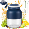 Blender Mini Japan 28fl Oz Protable Hand Blender with Straw and Two Lids Personal Size Juicer Blender for Smoothies Fruit Quick Juicing Easy to Use (Blue)