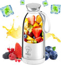 Portable Blender 500ML Personal Blender for Shakes and Smoothies Personal Size Blender Traveling Fruit Veggie Juicer Cup USB Rechargeable with Six Blades for Sports Travel and Outdoors (white)