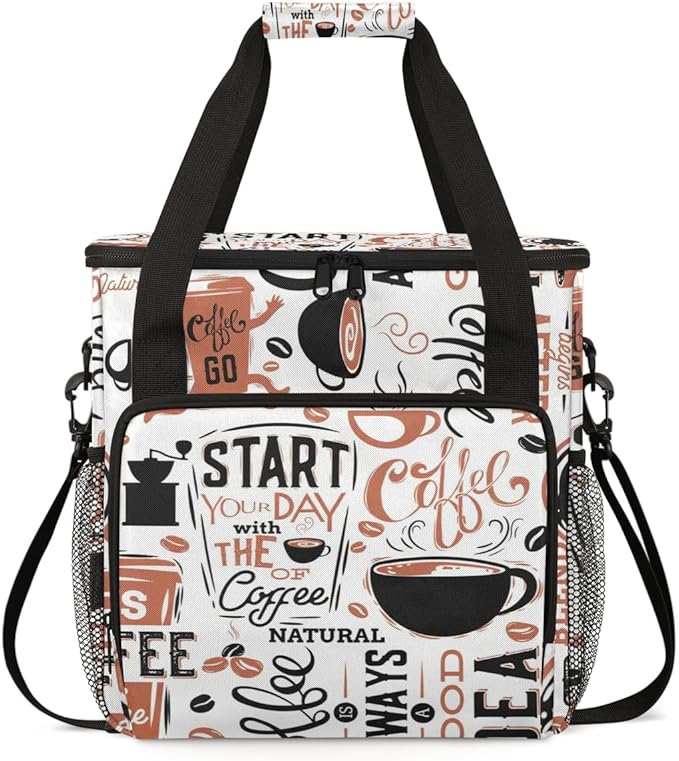 Coffee Maker Travel Bag Compatible with K-Mini or K-Mini Plus Single Serve Coffee Brewer Carrying Case with Multiple Pockets for K-Cup Pods Storage Bag With Shoulder Strap