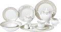 57Piece Silver Border Porcelain Dinnerware Set-Service For 8-Olympia-Mix &amp Match
