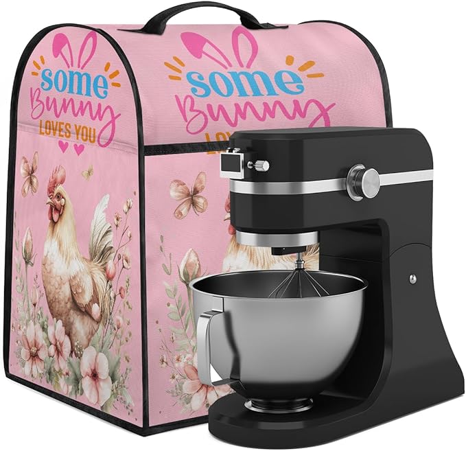 Kitchen Aid Mixer Cover Rooster Flower Floral Butterfly Stand Mixer Cover Compatible with 6-8 Quarts Stand Mixers Dust Covers with Zipper Pocket Foldable Washable Kitchen Aid Organizer Bag