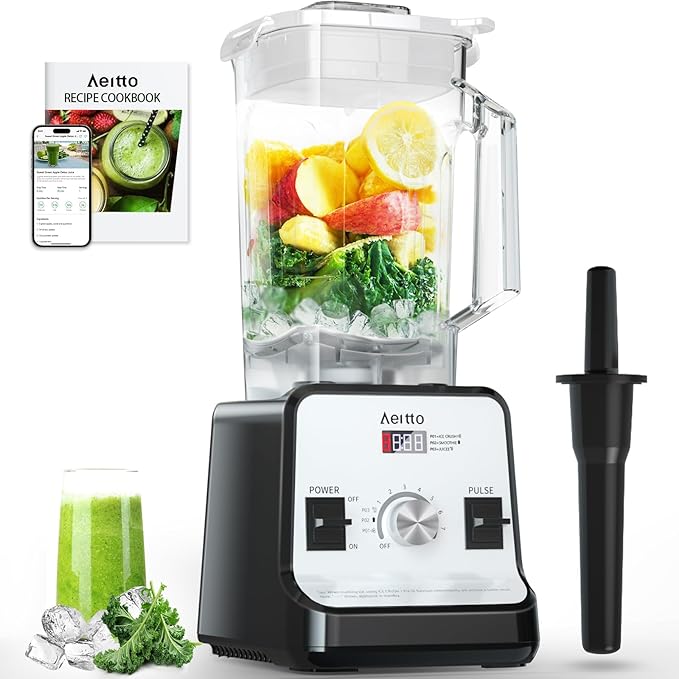 Aeitto Blender with 1500-Watt Motor 68 Oz Large Capacity Blenders for Kitchen Professional Countertop Blenders for Ice Crush Frozen Drinks Silver