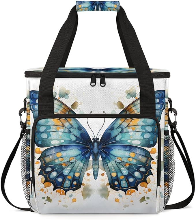 Artistic Butterfly Coffee Maker Carrying Bag Watercolor Butterfly Travel Storage Bag Compatible with K-Mini or K-Mini Plus Single Serve Coffee Brewer Carrying Case with Pockets &amp Shoulder Strap