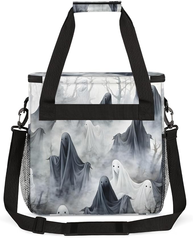 Halloween Ghosts Coffee Maker Carrying Bag Cartoon Ghosts Travel Storage Bag Compatible with K-Mini or K-Mini Plus Single Serve Coffee Brewer Carrying Case with Multiple Pockets &amp Shoulder Strap