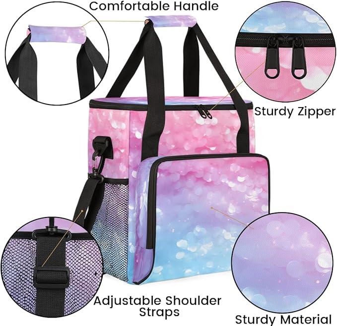 Glitter Coffee Maker Carrying Bag Light blue Portable Travel Storage Tote Bag Compatible with K-Mini or K-Mini Plus Single Serve Coffee Brewer Carrying Case with Multiple Pockets &amp Shoulder Stra