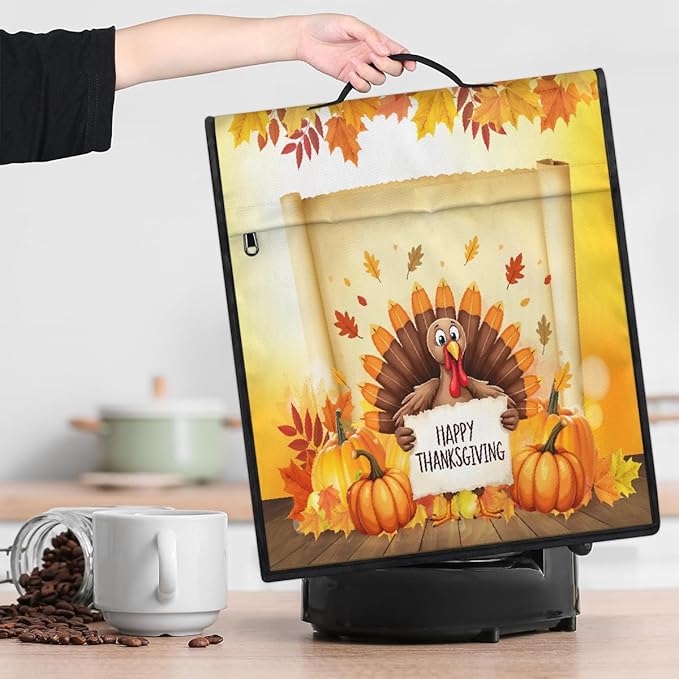cfpolar Kitchen Aid Mixer Cover Compatible with 6-8 Quarts Thangsgiving Turkey Pumpkins Stand Mixer Cover Kitchen Aid Mixers Accessories Appliance Organizer Bag Dust Covers with Zipper Pocket
