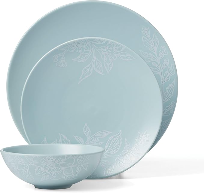 Oneida 897393 Roseto 12-Piece Dinnerware Set French Blue