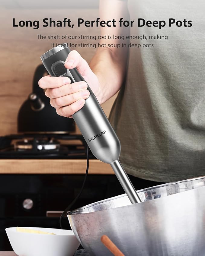 1000W Powerful Immersion Blender Handheld 2025 New Update Hand Blender with 25-Speed and Heavy-Duty Copper Motor (Silver)