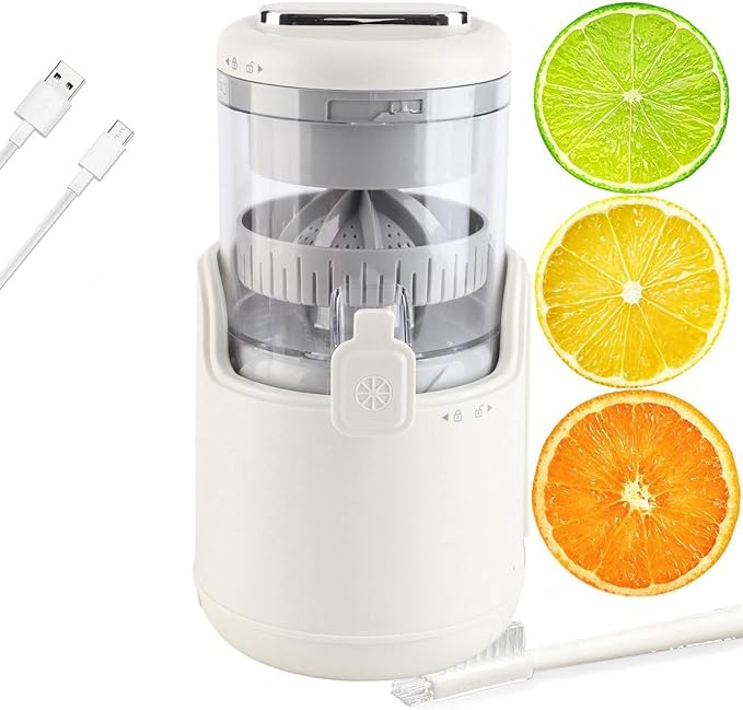 Portable Blender Electric Juicer Machine USB Rechargeable Juicer 360 Degree Motor Juice Squeezer Personal Blender with Top Lid and Brush for Lemon Orange Citrus