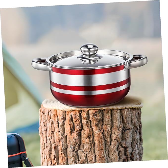 4pcs Stainless Steel Induction Cooktop Pots Set Even Heat Distribution Multipurpose Compatible with Gas Electric Stoves Kitchen Cookware for Home Camping Restaurant Use