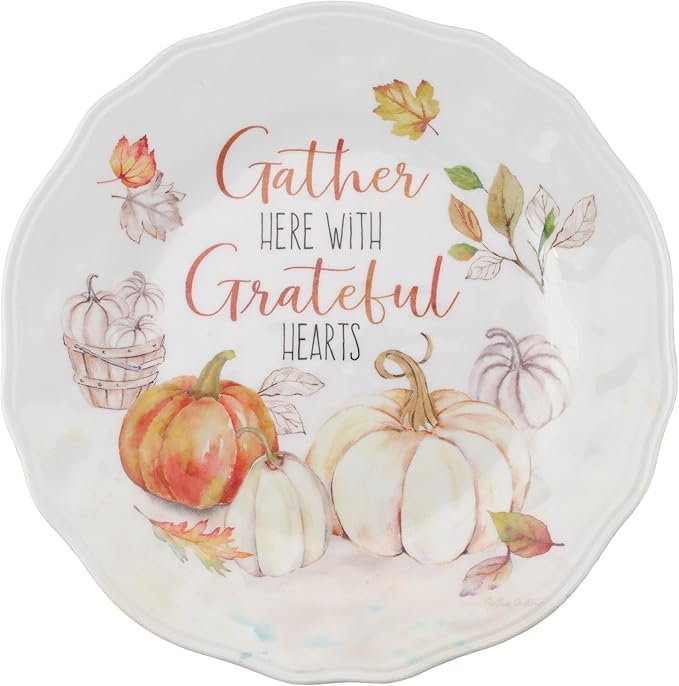 UPware 12 Piece Pumpkin Season Melamine Dinnerware Sets Outdoor Dishes Set Plates and Bowls Sets Autumn Thanksgiving Decorations Service for 4 Orange
