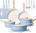 CAROTE 24pcs Ceramic Cookware Set Pots and Pans Non Stick Kitchen Cookware Sets Pots and Pans Set Cooking Set with Knife Set