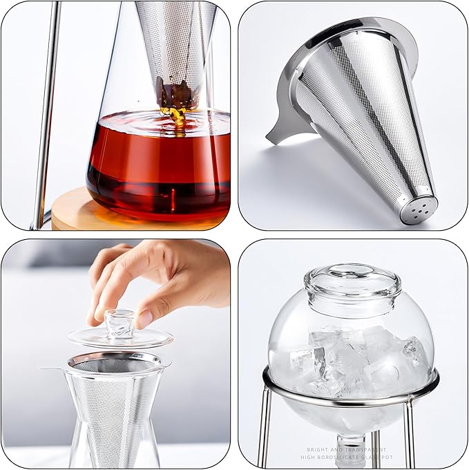 Yosoo Dripper Hand Brew Coffee Maker Premium Borosilicate Glass Adjustable Flow Valve Ideal for Home and Office Use