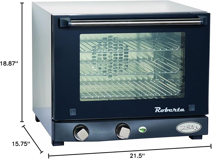 BroilKing POV-003 1450 Watt Quarter Size Commercial Countertop Convection Oven with (3) Shelves (1) Sheet Pan for Restaurant Deli | 1.34 Cu Ft | 15-3/4H x 19W x 21-1/2D Stainless Steel 120v NSF