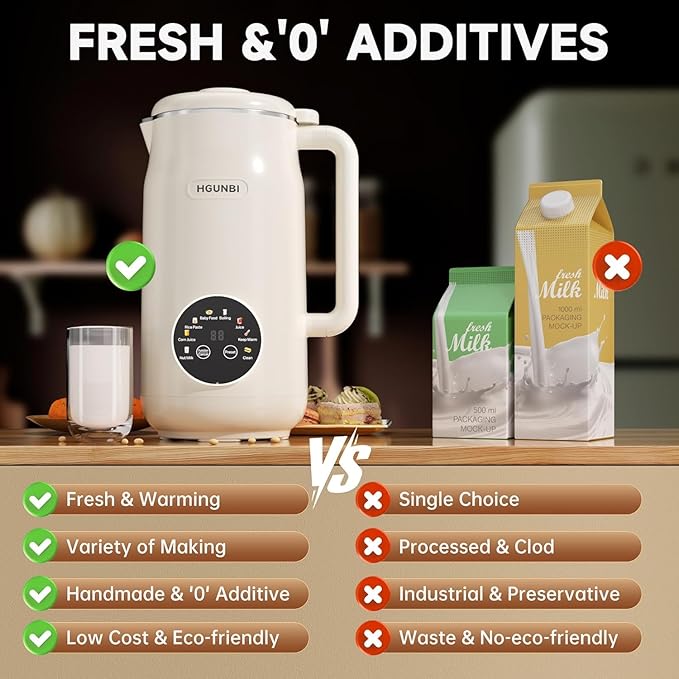 8-in-1 Automatic Nut Milk Maker Machine 50oz Soy Milk Maker with 12 Blades Nut Milk Maker Blender for Homemade Plant-Based Milk Oat Soy with Self-Cleaning Keep Warm 12-Hour Delay