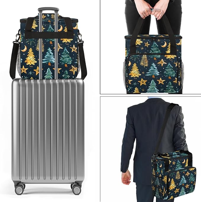 Dreamy Tree Xmas Coffee Maker Carrying Bag Portable Travel Storage Tote Bag Compatible with K-Mini or K-Mini Plus Single Serve Coffee Brewer Carrying Case with Multiple Pockets &amp Shoulder Strap