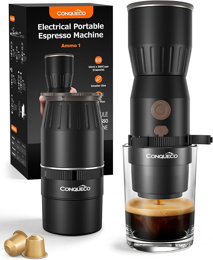 Portable Handheld Electric Espresso Machine Ultra Light Compact Coffee Maker for Hot Water 160ML Large Water Tank 2300mAh Battery Unique Bracket Fast Brewing for NS Capsules Travel/Camping/Office