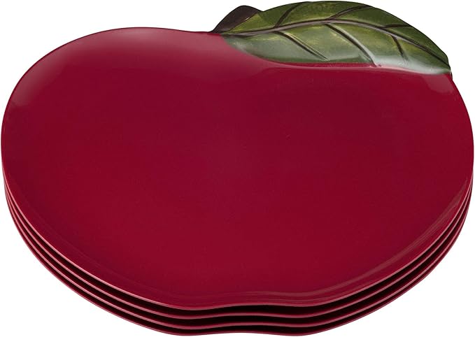 Supreme Housewares 12-Piece Melamine Dinnerware Set Includes Dinner Plates Salad Plates Bowls Service for 4. (Apple)