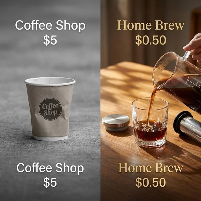 Cold Brew Coffee Maker &amp Ice Tea Maker 1.4L/48oz Cold Brew Pither Borosilicate Glass Carafe with Stainless Steel Filter Airtight Lid Dishwasher Safe Easy to Use | Mannual &amp Brush Included