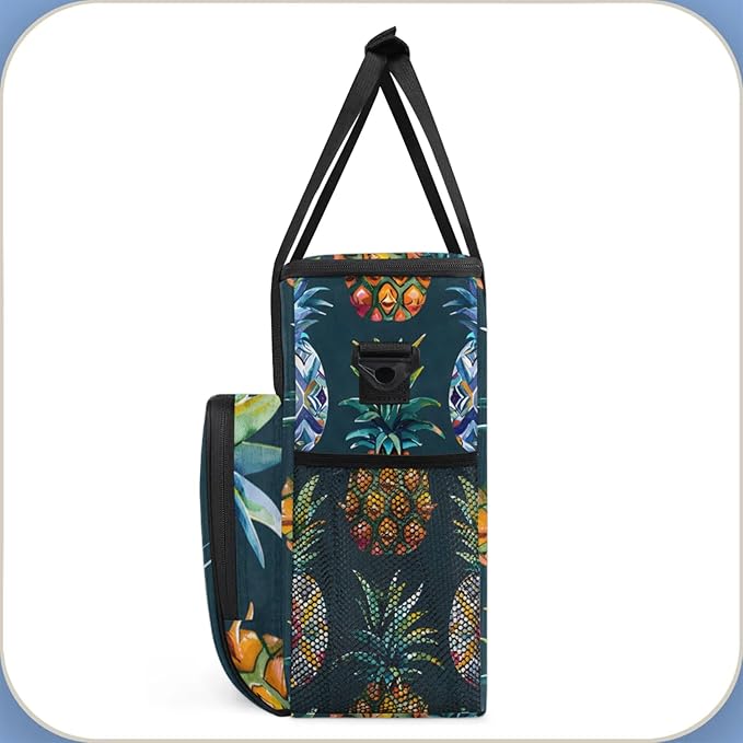 Pineapples Print Coffee Maker Travel Bag for Keurig K-Mini/K-Mini Plus Insulated Waterproof Tote with Pockets Portable Single-Serve Brewer Case