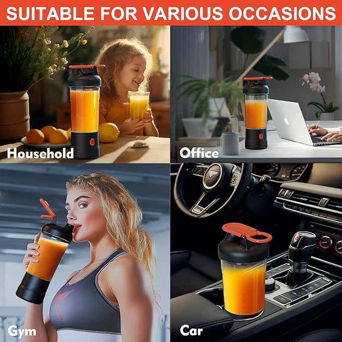 Portable Blender 25oz Personal Blender for Smoothies and Shakes with 6 Blades USB C Rechargeable Mini Personal Size BlendersFruit Juice Mixer for Home/Office/Travel/Gym (Black)