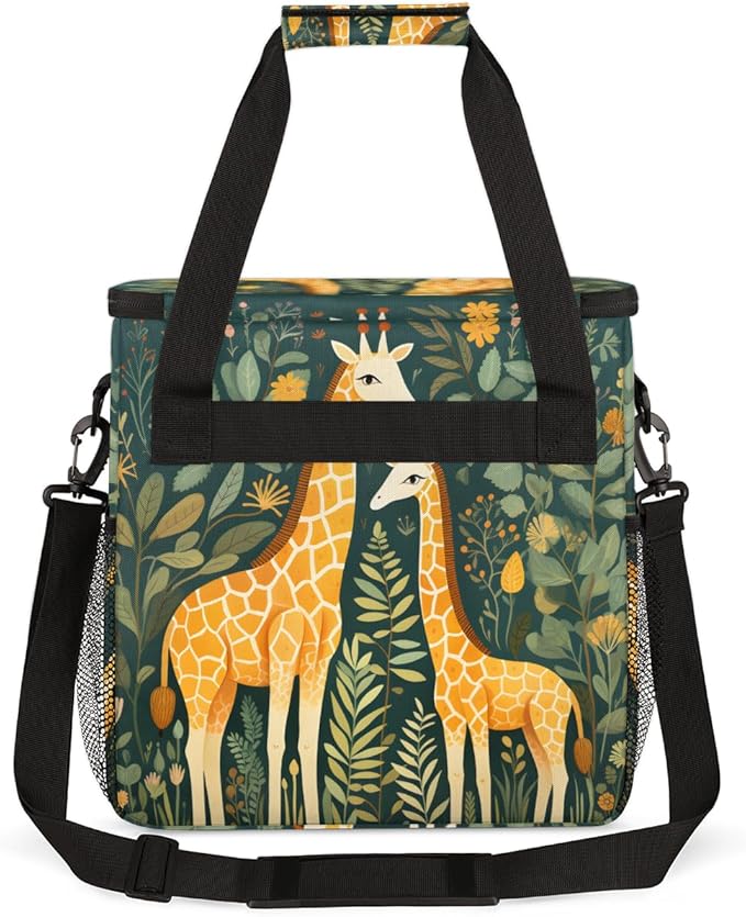 Forest Giraffe Coffee Maker Carrying Bag Retro Giraffe Travel Storage Bag Compatible with K-Mini or K-Mini Plus Single Serve Coffee Brewer Carrying Case with Multiple Pockets &amp Shoulder Strap